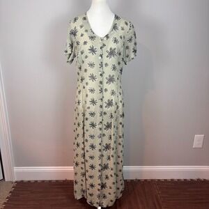 Vintage 90s Bandolera Floral Sheer Button Front Maxi Dress Womens Sm Cottagecore